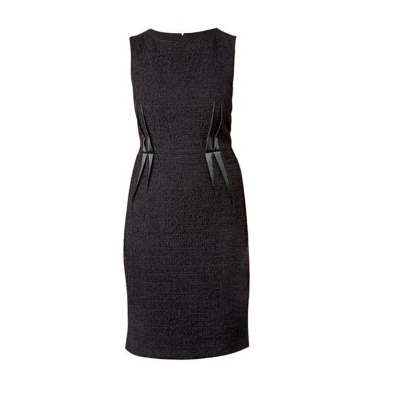 Armani Collezioni Dresses & Skirts - Armani Collezioni Wool Blend Tweed Black Sleeveless Sheath Midi Dress Size 2
